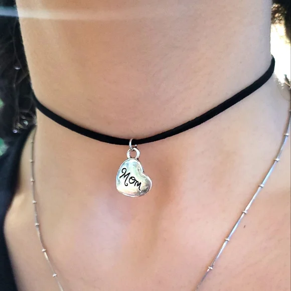 2 for $16! Mom Heart Charm Choker Necklace - Picture 3 of 3